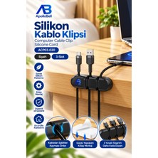 ApolloBell 3 Yuvalı Silikon Kablo Klipsi – Kablo Düzenleyici, Şarj Kablosu Tutucu, Masaüstü Kablo Organizer, Kablo Sabitleyici Siyah ACP03-020