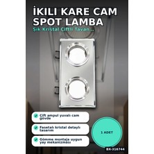 Ototechparca Ikili Kare Cam Spot Lamba - GU10 Duy LED Çerçeveli 4000K Kristal Tavan Armatürü, 1 Adet BX-3167