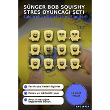 Ototechparca Sünger Bob Squishy Stres Oyuncağı 12 Adet Sıkılabilir Karışık Model Set BX-316719