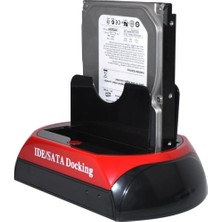 Tr Harici USB 3.0 Docking Combo Kart Okuyucu 2.5/3.5 Ide Sata HDD Station Siyah-Kırmızı