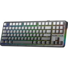 Tr F87 Pro Mekanik Rgb Tkl Graywood V4 Switch Kablosuz Makrolu Hot Swap Klavye Gradyan Gri