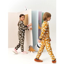 Penti Kız Çocuk Haki Pom Bunny Tef Uzun Kollu Pijama Takımı