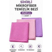 Van Vleck 3'lü Sihirli Mikrofiber Temizlik Bezi 40X60 cm – Cam, Ayna, Mutfak ve Çok Amaçlı Silme Bezi