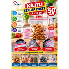 Sezen Home Şeffaf Kilitli Poşet - 13X16 cm - Dayanıklı Malzeme