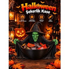 Flexis Halloween Cadılar Bayramı Dekoratif Cadı Figürlü Şekerlik Kase Masa Üstü Dekor