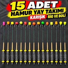 15 Adet Karışık Renkli Hamur Yay Takımı – Rig ve Boli Sazan Avı Iğneli Hazır Olta Seti
