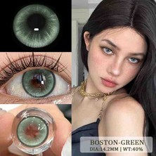 Derma Premium Gözü Büyük Gösteren Boston Green Yıllık Kullanım Göz Kirpik Lensi