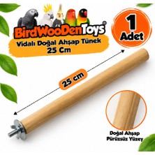 Bird Wooden Toys Vidalı Doğal Ahşap Tünek 25 cm -Jako,kakadu,sultan,sevda,cennet Papağanları Için