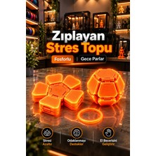 Mosso Steel Fosforlu Gece Parlayan Zıplayan Stres Topu Clicker Stres Topu – Lastik Mekanizmalı 3D Baskı Mekanik Fidget Oyuncak - Hoplaç - Zıplaç