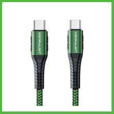 Bezos Konfulon DC43 Type-C To Type-C 1m Örgü 60W Hızlı Şarj Kablo - Yeşil Arz