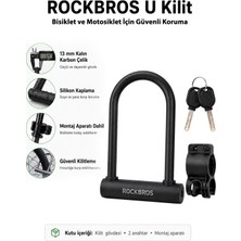 Rockbros Çelik U Bisiklet ve Motosiklet Kilidi 13 mm