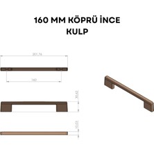 CATEKSSS Köprü Ince 160 mm Çekmece Dolap Mobilya Kulpu Sert Plastik Beyaz - 12’li Paket
