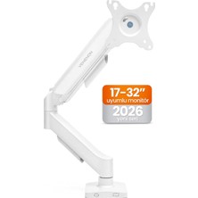 Str Store Tek Kollu Monitör Kolu Vesa Uyumlu Hareket Ayarlanabilir Monitör Standı 17-32" 9kg Kapasite Beyaz