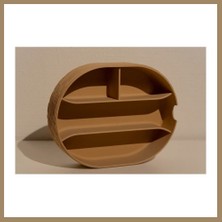 Bezos 3D Baskı Bölmeli Çok Amaçlı Organizer Banyo ve Masa Üstü Düzenleyici Oval Kutu 22X17 cm Bej 22