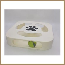 Bezos 3D Baskı Etkileşimli Kedi Oyuncağı Pati Desenli Toplu Zeka Oyuncağı Kare Toplu Parkur Krem Siyah 22