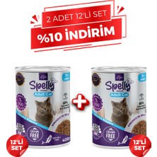 Spelly Yetişkin Kedi Yaş Maması Balıklı 400 gr x 24 Adet - 2 x 12'li Set