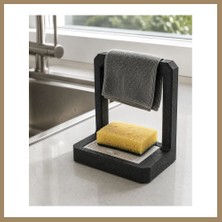 Bezos 3D Baskı Süzdürmeli Mutfak Sünger Tutucu Bez Askılı Lavabo Sünger Standı Siyah 22