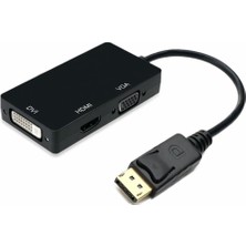 Tr Display Port To DVI VGA HDMI Çevirici Dönüştürücü Aparat
