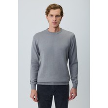 Morven  Erkek Gri Basic Bisiklet Yaka Triko