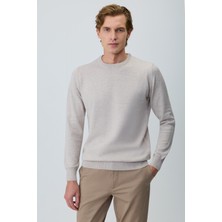 Morven  Erkek Bej Basic Bisiklet Yaka Triko
