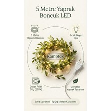 Kamptek Kamp Teknolojisi 5 Metre Yapraklı Boncuk LED Işık - Sıcak Beyaz Su Geçirmez Dekoratif Duvar Prizli Aydınlatma Dekor Yılbaşı Süsleme Parti LED Işık