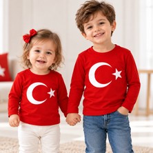 Sibel Günay Butik Bebek ve Çocuk Ay Yıldız Türk Bayraklı Uzun Kollu %100 Pamuk Body