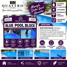 Quattro Home Blue Pool Block Poliüretan Esaslı Havuz Su Yalıtım Kaplaması 7,5 Kg+1kg  – Çift Bileşenli, Uv Dayanımlı, Mavi Elastik Izolasyon Boyası
