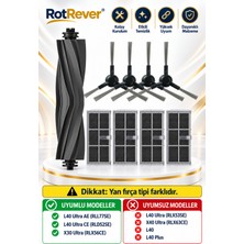 RotRever Dreame L40 Ultra Ae / L40 Ultra Ce Robot Süpürge Fırça Hepa Filtre Yan Fırça Yedek Parça Seti 9 Parça