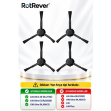 RotRever Dreame L40 Ultra Ae / L40 Ultra Ce Robot Süpürge Yan Fırça Yedek Parça Seti 4 Adet