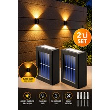 Chermik 2'li Solar Bahçe Aydınlatması Güneş Enerjili Duvar Lambası Çift Taraflı Aplik Işık LED Işık