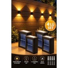 Chermik 4'lü Solar Bahçe Aydınlatması Güneş Enerjili Duvar Lambası Çift Taraflı Aplik Işık LED Işık
