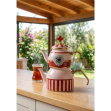 Acar Chloe Emaye Mini Çaydanlık Takımı Renkli 1100 ml Üst Demlik ve 650 ml Alt Demlik
