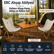 ÖİR A.E Öir A.e Ahşap Katlanır Kamp Sandalye ve Masa Seti: Bahçe, Piknik, Balkon ve Kamp