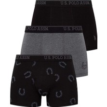 U.S.POLO 80304 ERKEK 3 LÜ LİKRALI COTON SİYAH-ANTRASİT-SİYAH BASKILI BOXER