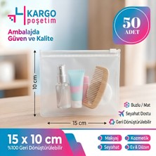 Kargo Poşetim 15X10 cm Fermuarlı Buzlu Şeffaf Poşet - Takı, Düğme & Aksesuar Düzenleyici Fermuarlı Torba (130 Micron)-50 Adet