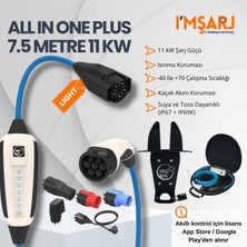 Nrgkick 11KW 16A Taşınabilir Şarj Istasyonu (7.5m Duvar Askı Aparatlı Çantalı Tüm Priz Adaptör Setli Monofaze Trifaze Ac Mobil Wallbox Opsiyonel Wifi+Bluetooth - All In One Light Plus)