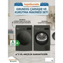 Grundig Manhattan Gri 10 kg Çamaşır Makinesi + 9 kg Isı Pompalı Kurutma Makinesi Seti (3 Yıl Arçelik Garantili)