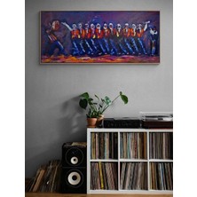 Simurg Sanatevi Halay Yağlı Boya Tablosu - Tuval Üzerine El Yapımı - 140 x 60 cm