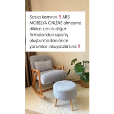 Öz Kısmet Mobilya Blue Grey Sallanan Ahşap Berjer Koltuk Puf Hediyeli