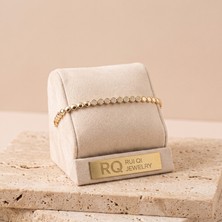 Rui Qi Jewelry Vıp Seri 316L Çelik Gold Renk Merkezi Zirkon Taşlı Altıgen Motifli Zincir Bileklik 19 cm