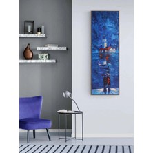 Simurg Sanatevi Kız Kulesinde Bekleyiş Yağlı Boya Tablosu - Tuval Üzerine El Yapımı - 50 x 150 cm