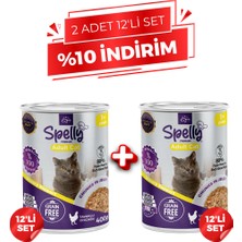 Spelly Yetişkin Kedi Yaş Maması Tavuklu 400 gr x 24 Adet - 2 x 12'li Set