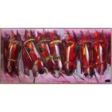 Simurg Sanatevi Yedi Kardeş Yağlı Boya Tablosu - Tuval Üzerine El Yapımı - 160 x 80 cm
