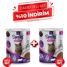 Spelly Yetişkin Kedi Yaş Maması Biftekli 400 gr x 24 Adet - 2 x 12'li Set