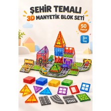 Farbu Oyuncak Şehir ve Trafik Temalı Manyetik 3 Boyutlu Mıknatıslı Yapı Oyun Seti 50 Parça