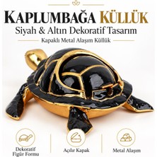 Elifeshop Lüks Alaşım Metal Kaplumbağa Küllük 17CM Kapaklı Para Anahtar Kasesi Tütsülük Dekoratif Biblo Hediye