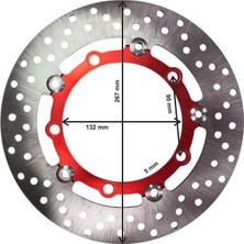 Gogo Premium Universal 267 mm x 132 mm x 5 mm Spor Ön Disk Kırmızı