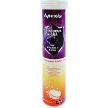 Apexis Sambucus Nigra Vitamin C & Zinc 1000 Mg 20 Tablet İçerikli Efervesan Besin Takviyesi