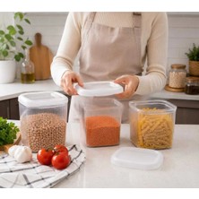 Emvora Home Tuffex Elegance Erzak Kabı 2500 ml Şeffaf Kare Saklama Kabı Bpa Içermez