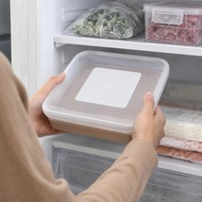 Emvora Home 2000 ml Yumuşak Tabanlı Bas-Çıkar Kare Derin Dondurucu Saklama Kabı